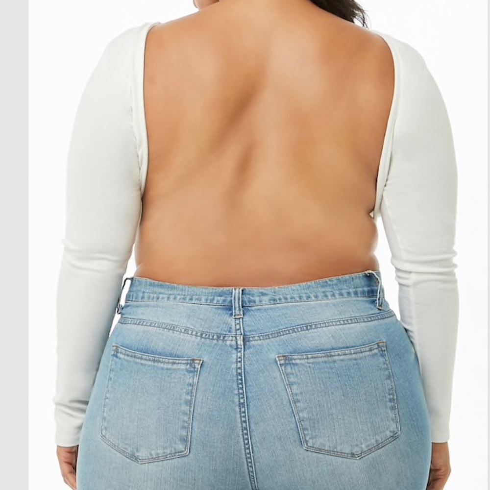Plus size open back crop top